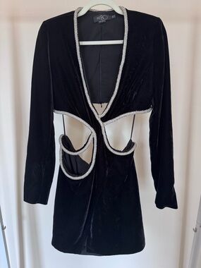 PatBo Cut Out Mini Dress in Rhinestone Trim